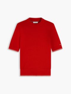 Tipped Short Sleeve Jumper With Silk — Red 5