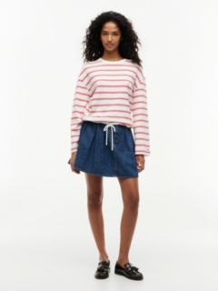 Stripe Drawstring Hem Long Sleeve T-Shirt — Multi 2