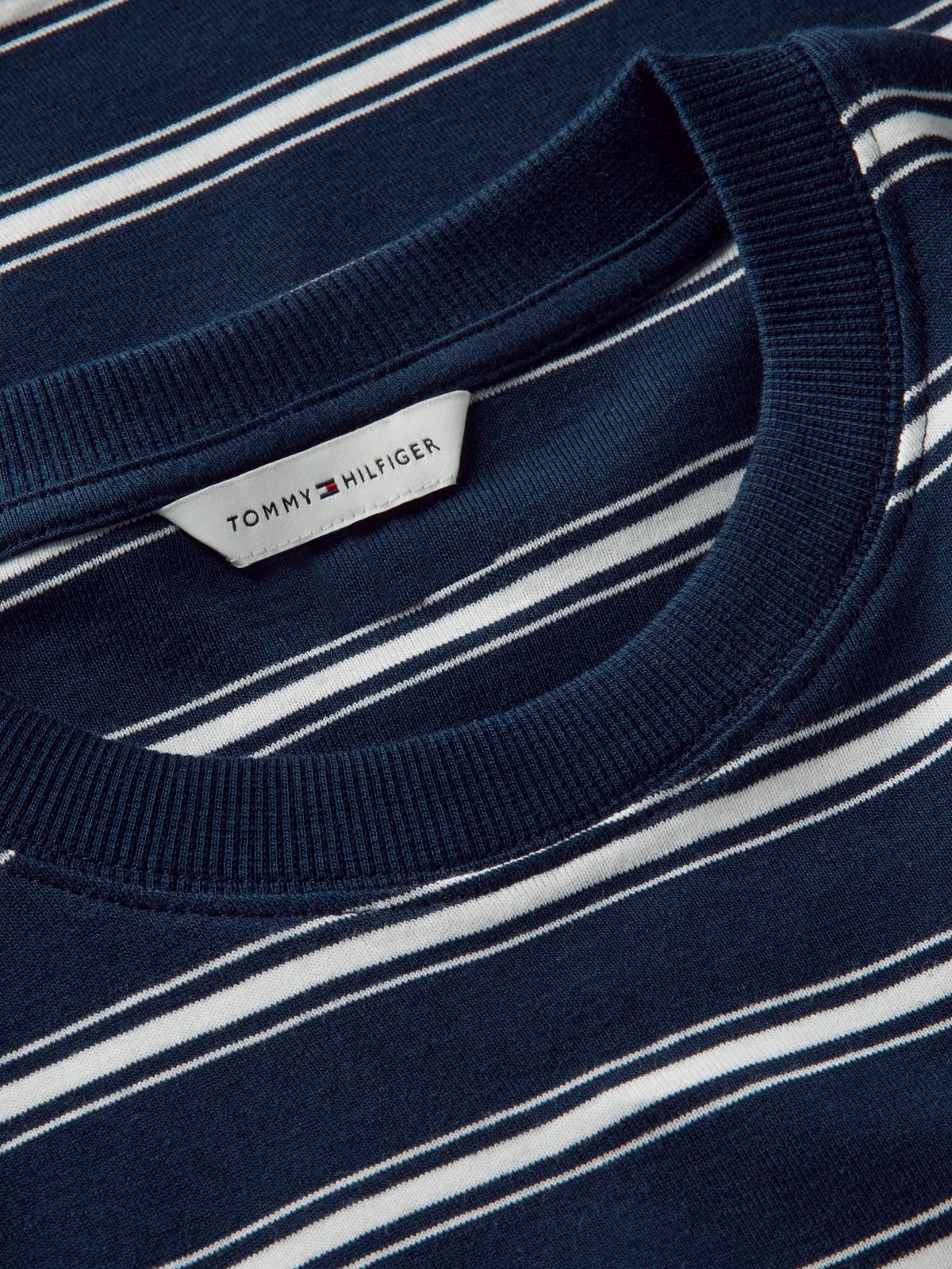 Stripe Drawstring Hem Long Sleeve T-Shirt — Blue