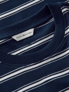 Stripe Drawstring Hem Long Sleeve T-Shirt — Blue 6