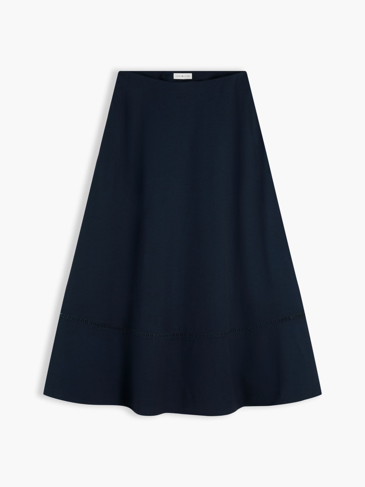 Logo Flare Midi Skirt With Linen — Blue