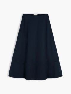 Logo Flare Midi Skirt With Linen — Blue 5