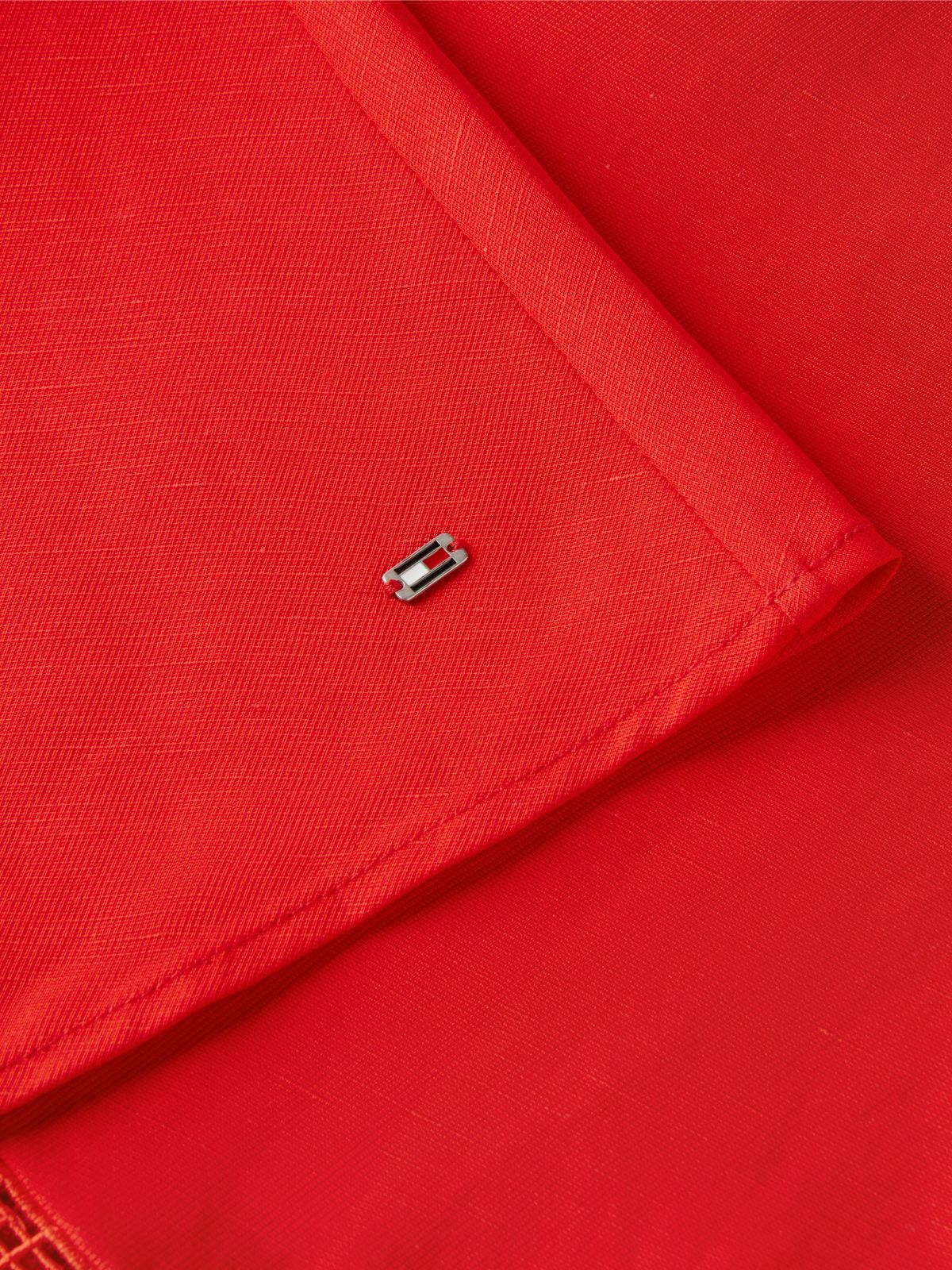 Logo Flare Midi Skirt With Linen — Red