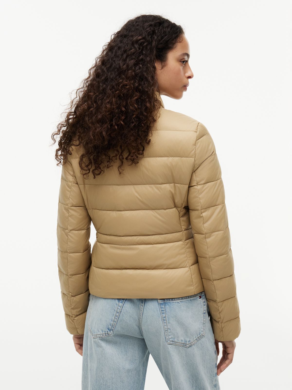 Slim Lightweight Packable Down Jacket — Beige