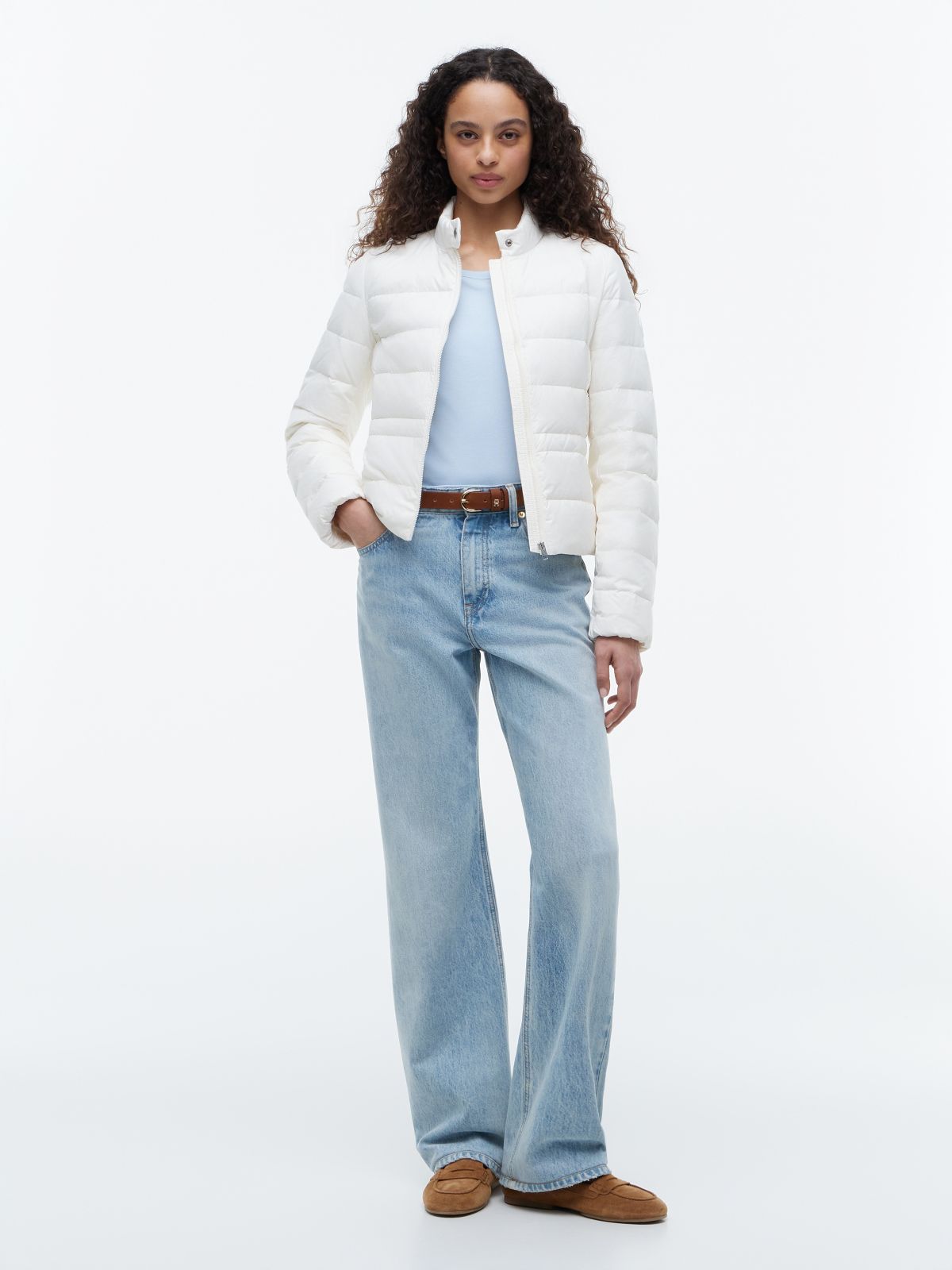Slim Lightweight Packable Down Jacket — White