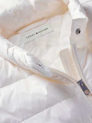 beige slim-fit lichtgewicht compact donsjack voor dames - tommy hilfiger