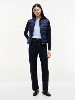 Mixed Texture Slim Lightweight Down Jacket — Blue 2