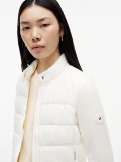 Mixed Texture Slim Lightweight Down Jacket — White 3