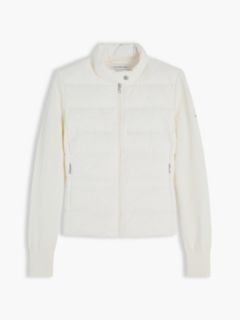 Mixed Texture Slim Lightweight Down Jacket — White 5