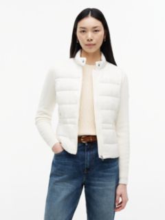 Mixed Texture Slim Lightweight Down Jacket — White 1