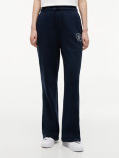 Logo Straight Drawstring Joggers — Blue 2