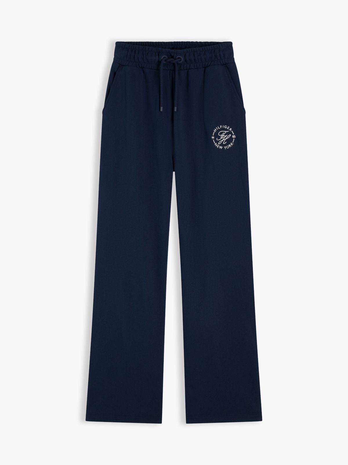 Logo Straight Drawstring Joggers — Blue