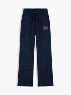 Logo Straight Drawstring Joggers — Blue 5