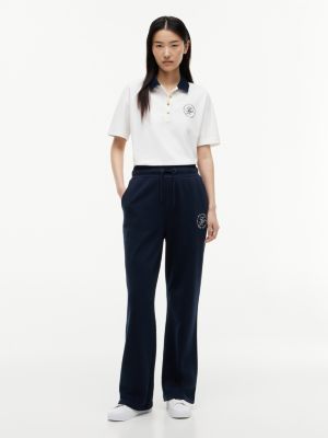 blue straight fit logo-jogginghose mit tunnelzug für damen - tommy hilfiger