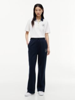 Logo Straight Drawstring Joggers — Blue 1