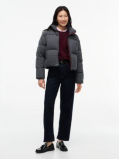 Wool Blend Cable Knit Down Jacket — Grey 2