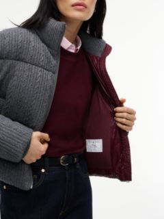 Wool Blend Cable Knit Down Jacket — Grey 4