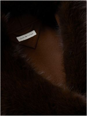 brown shawl collar wool blend relaxed coat for women tommy hilfiger