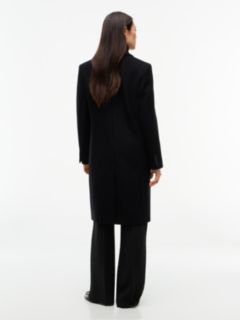 Manteco Wool Blend Slim Single Breasted Coat — Black 5