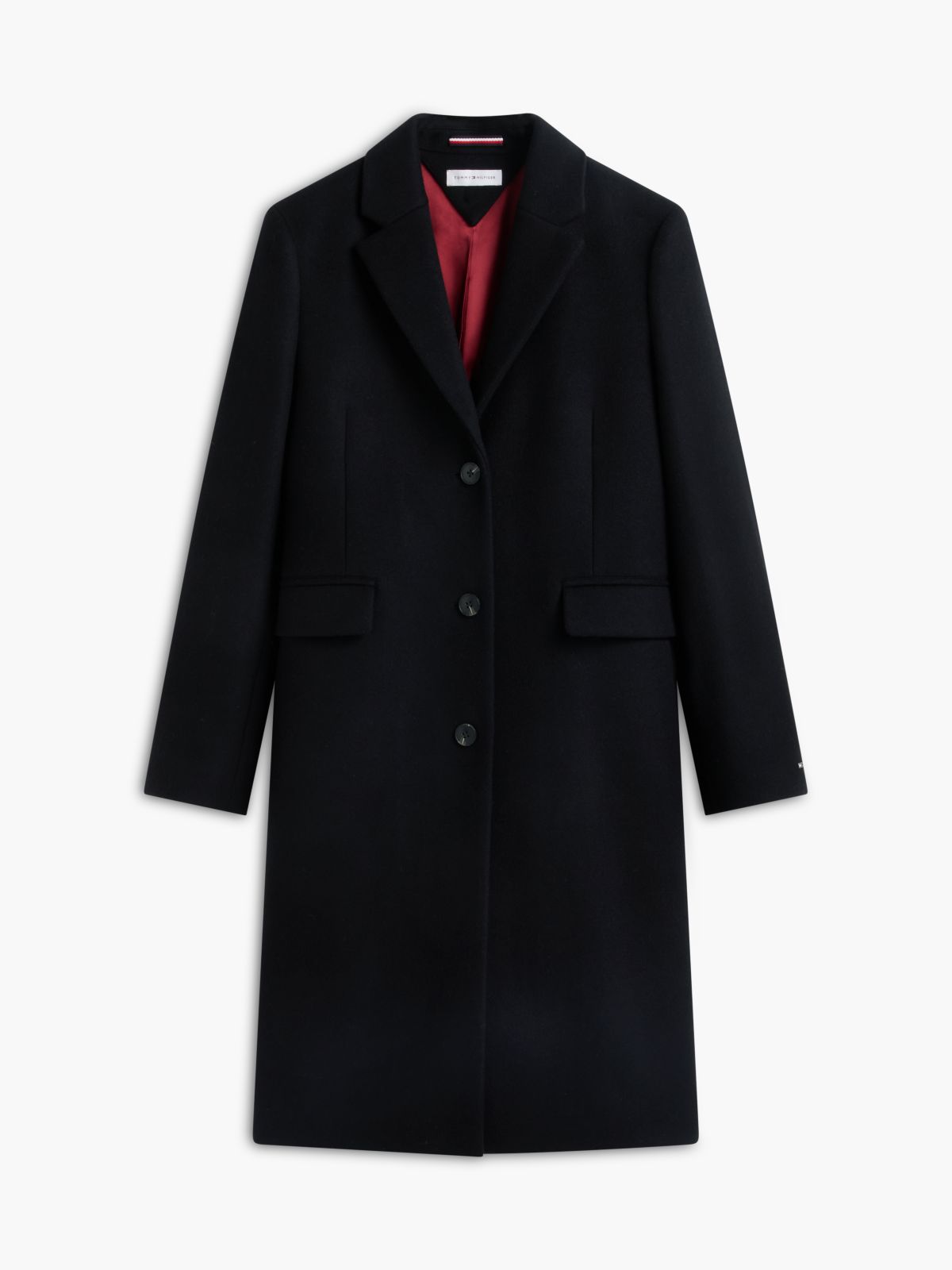 Manteco Wool Blend Slim Single Breasted Coat — Black