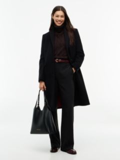 Manteco Wool Blend Slim Single Breasted Coat — Black 1