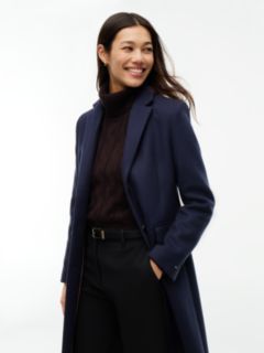 Manteco Wool Blend Slim Single Breasted Coat — Blue 4