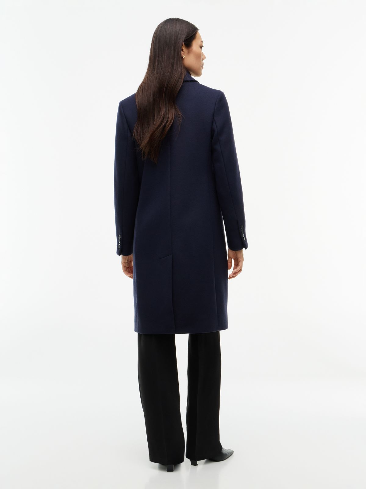 Manteco Wool Blend Slim Single Breasted Coat — Blue
