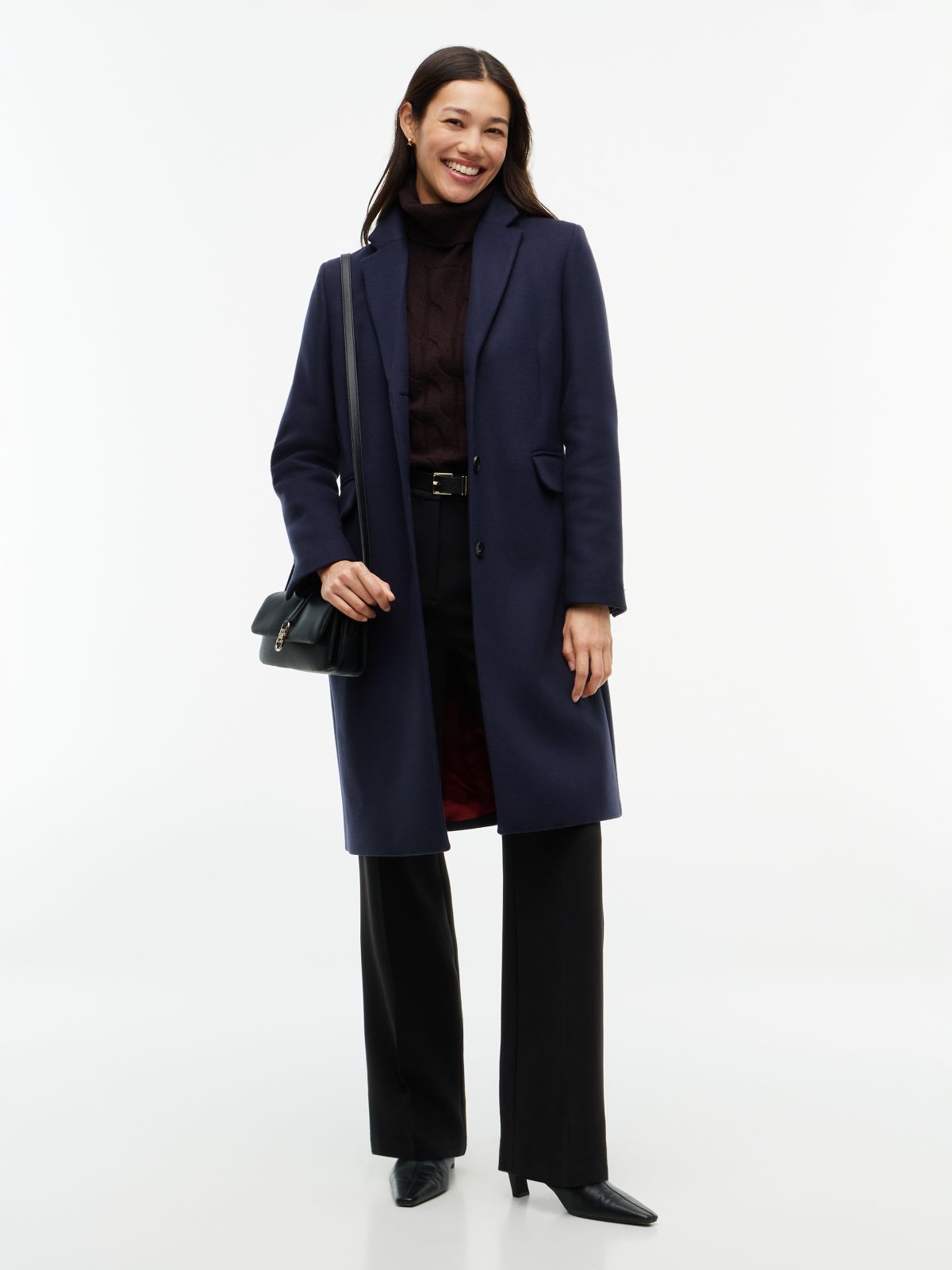 Manteco Wool Blend Slim Single Breasted Coat — Blue