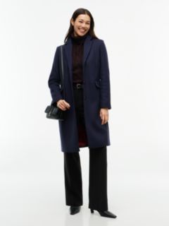 Manteco Wool Blend Slim Single Breasted Coat — Blue 1