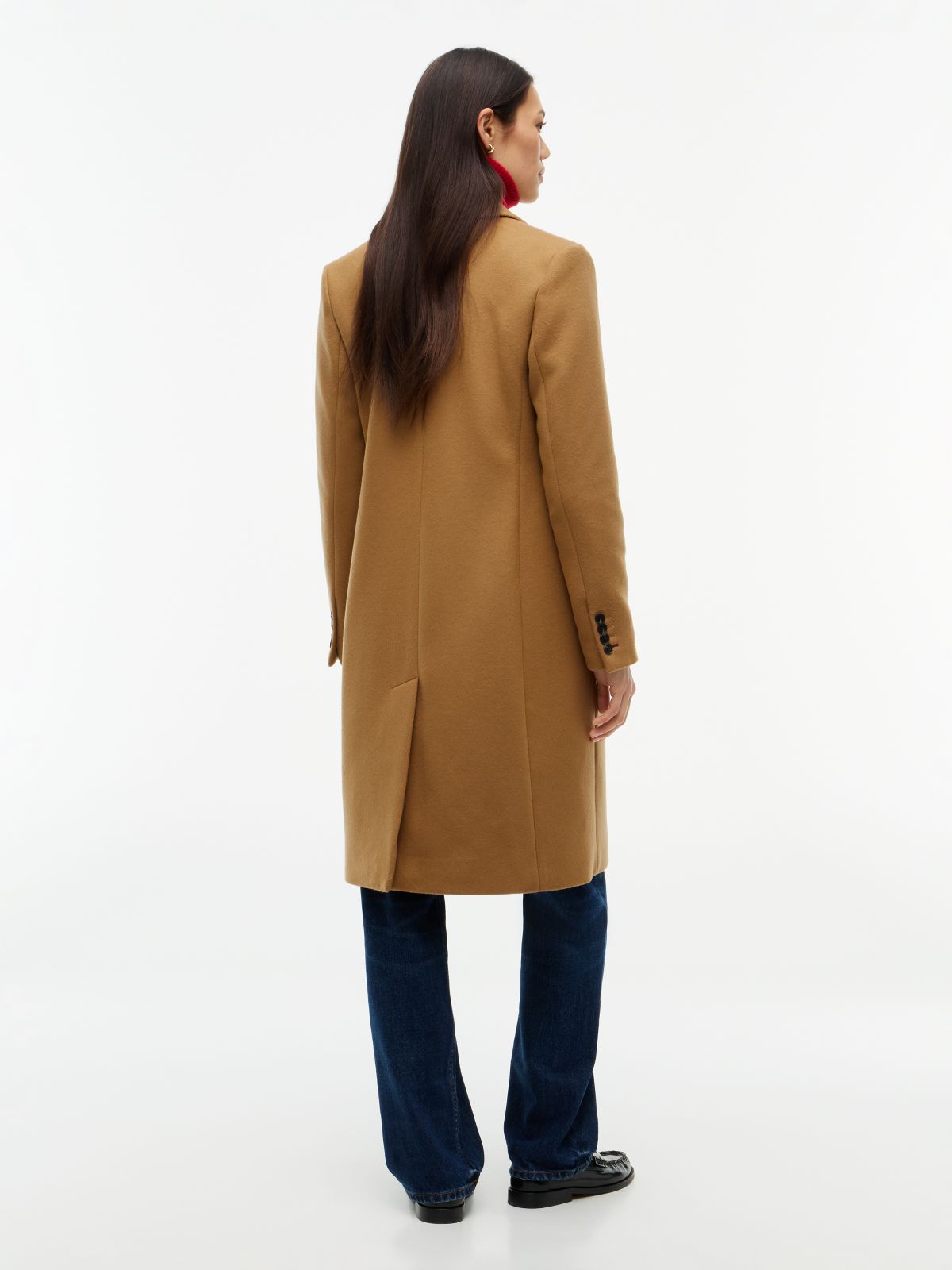 Manteco Wool Blend Slim Single Breasted Coat — Brown