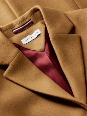 cappotto slim fit monopetto in misto lana manteco marrone da donne tommy hilfiger