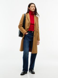 Manteco Wool Blend Slim Single Breasted Coat — Brown 1