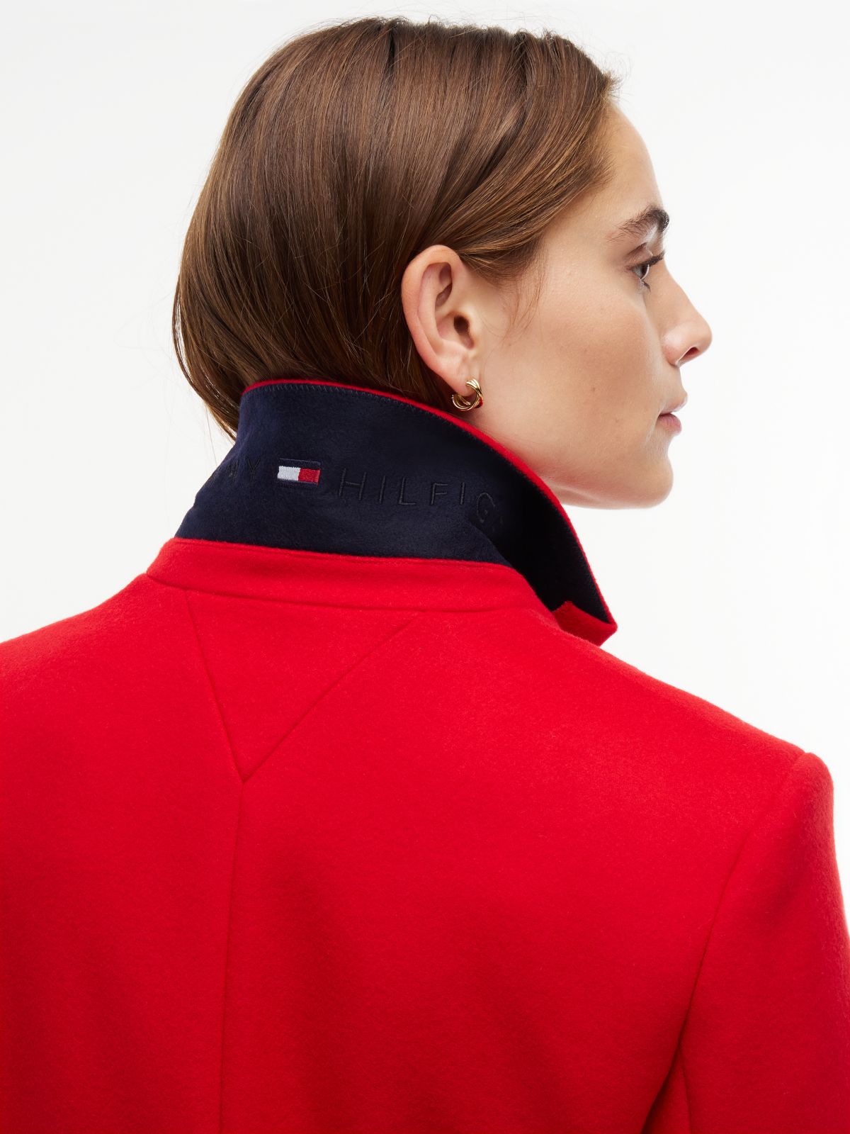 Manteco Wool Blend Slim Single Breasted Coat — Red