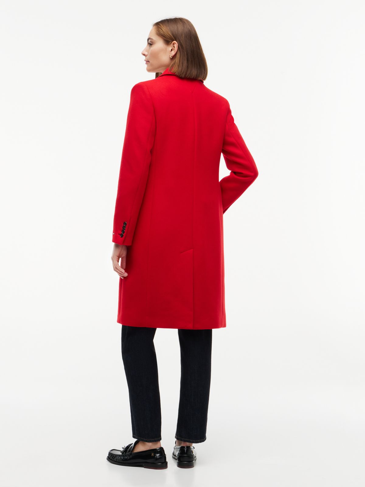 Manteco Wool Blend Slim Single Breasted Coat — Red