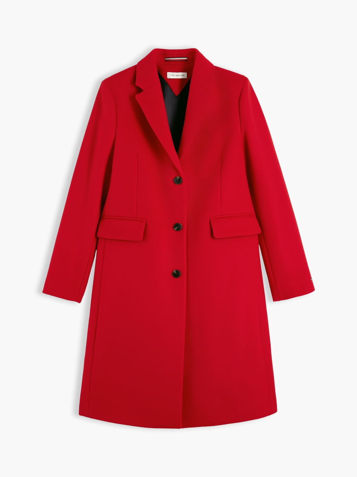 Manteco Wool Blend Slim Single Breasted Coat — Red