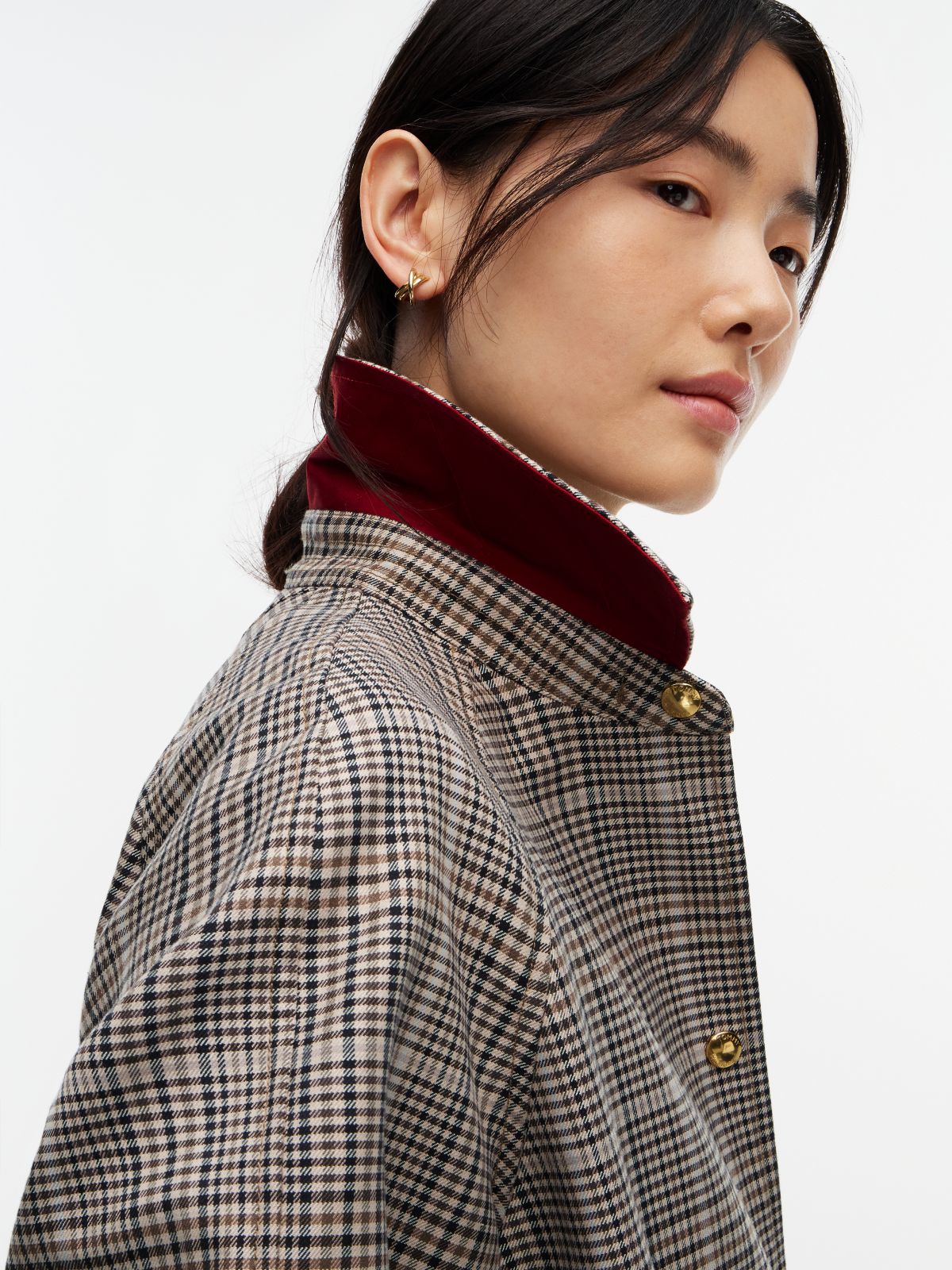Check Belted Mac Coat — Brown