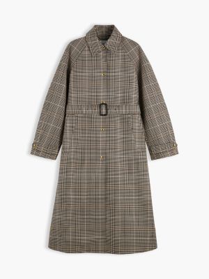 brown check belted mac coat for women tommy hilfiger