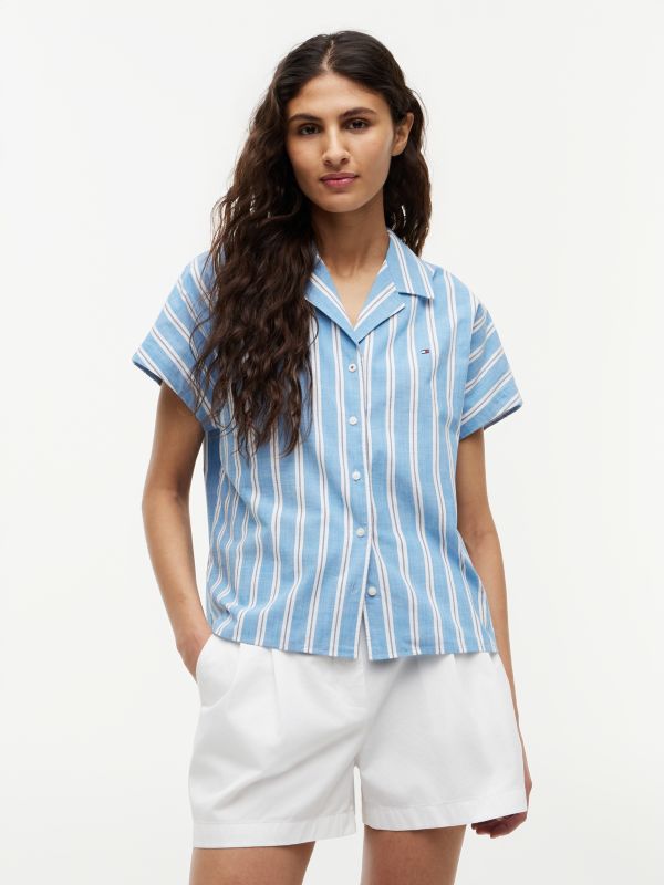 Relaxed Fit Poplin Short Sleeve Shirt — Multi