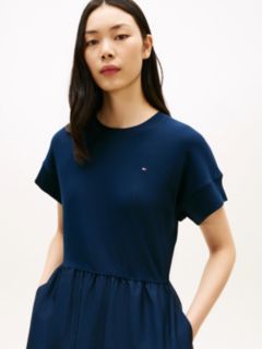 Contrast Fit And Flare Midi Dress — Blue 3