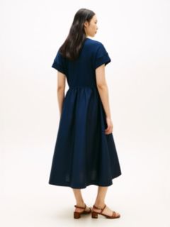 Contrast Fit And Flare Midi Dress — Blue 4