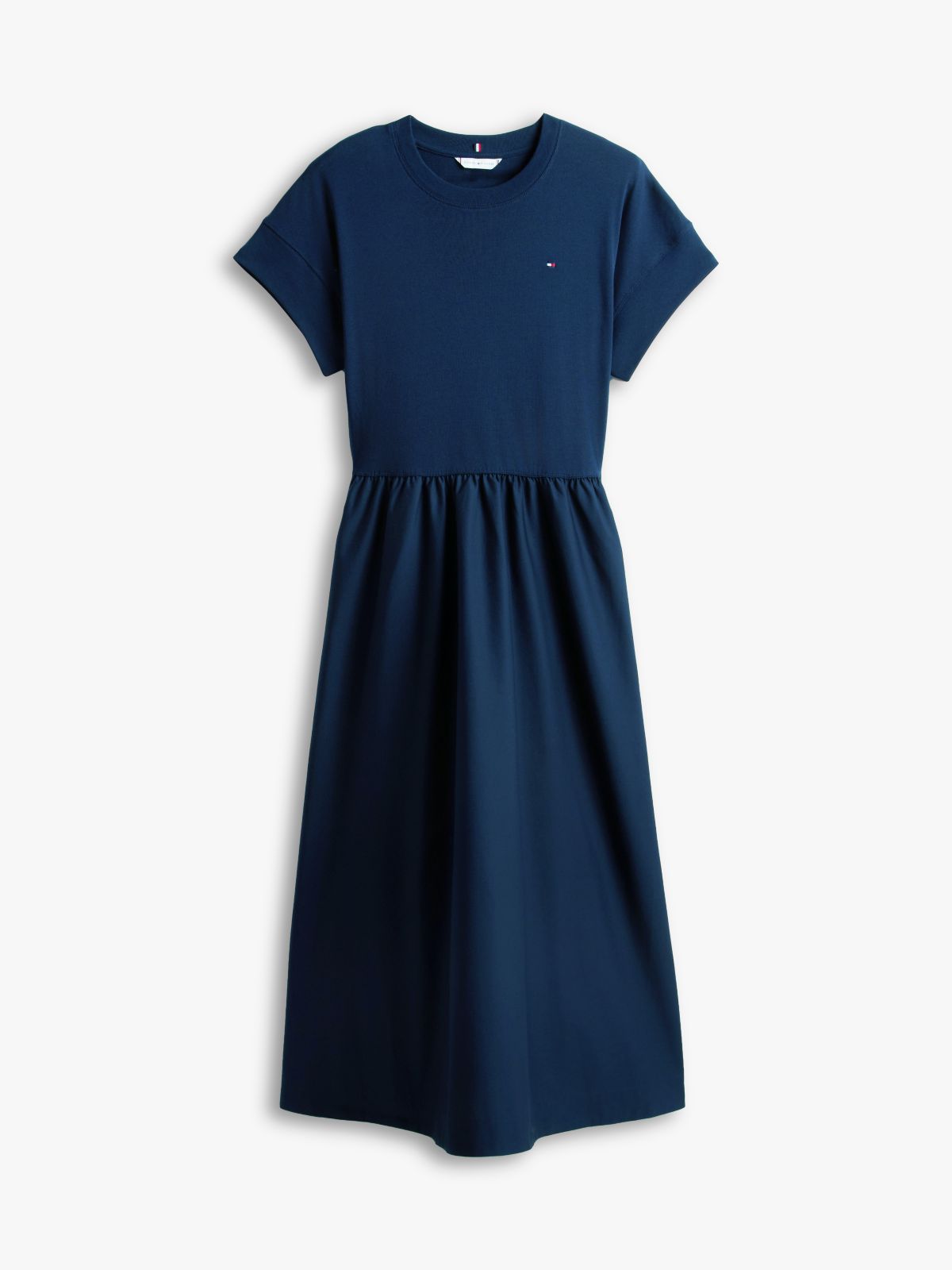 Contrast Fit And Flare Midi Dress — Blue