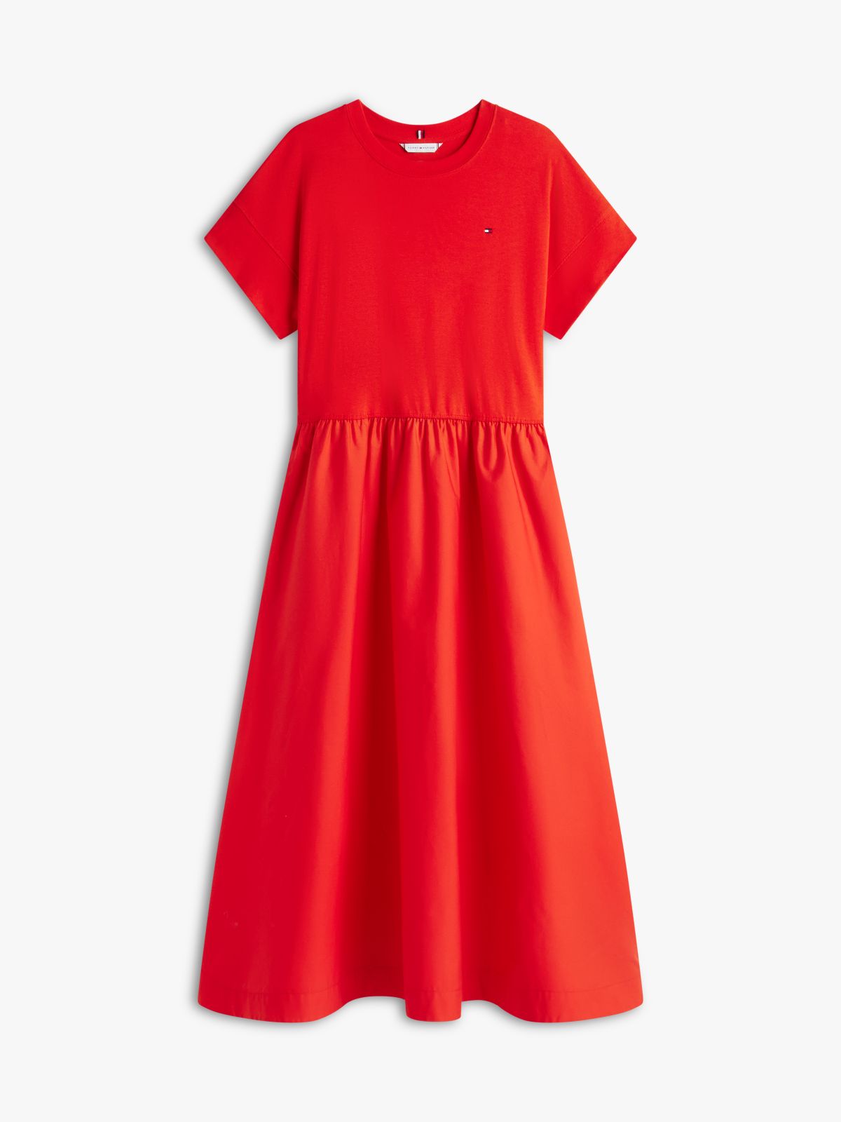 Contrast Fit And Flare Midi Dress — Orange