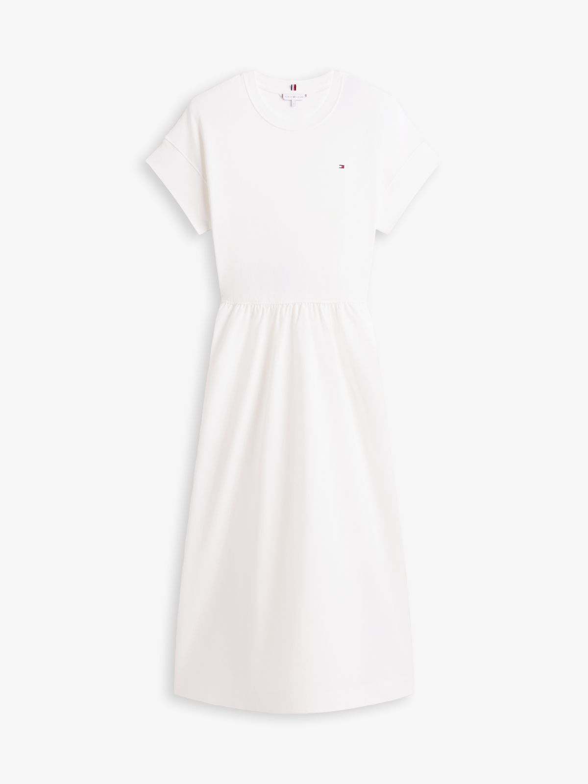 Contrast Fit And Flare Midi Dress — White