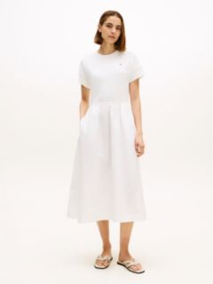 Contrast Fit And Flare Midi Dress — White 1