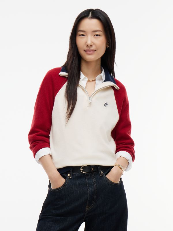 Relaxed Quarter-Zip Jumper With Cashmere — White
