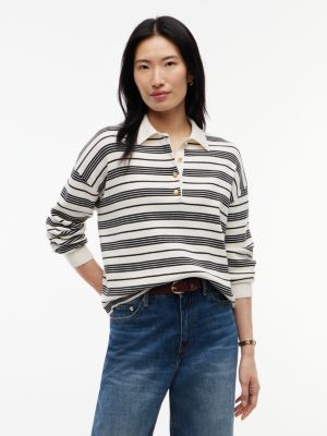 polo premium in maglia con bottoni dorati white da donne tommy hilfiger