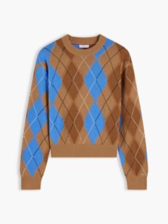Argyle Relaxed Crew Neck Jumper — Brown 5