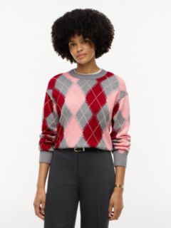 Argyle Relaxed Crew Neck Jumper — Pink 1