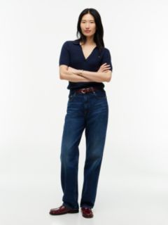 Cable Knit Short Sleeve Polo Jumper — Blue 2