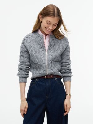 grey slim fit zopfmuster-cardigan aus wollmix für damen - tommy hilfiger